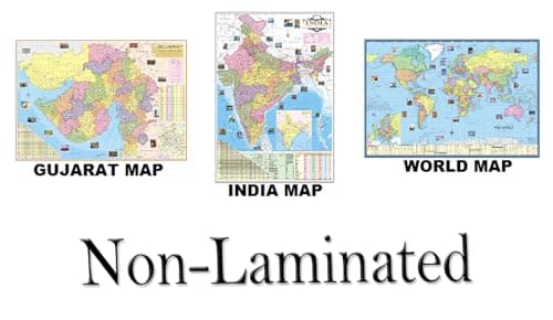 Gujarat Map, India Map And World Map, All Three Map Size : 100X70 Centimeter (40"X28" Inch). With Important Fact And Figure. Ideal Map For Aspirant Of Upsc,Pcs,Ssc,Railway Exam