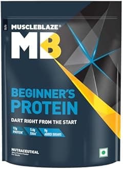 MuscleBlaze Beginner's Whey Protein Powder, Chocolate (1kg / 2.2lbs) | 12g Protein Per Scoop