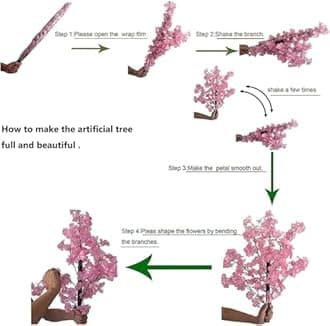 Cherry Blossom Tree Artificial Cherry Blossom Trees Fake Cherry Blossom Tree Indoor Outdoor Home Office Party Wedding,B,231x151cm/7.5x4.9ft