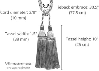 DÉCOPRO Elegant Criss Cross Double Curtain & Drapery Tassel Tieback Tassel Length 10" (25cm) 30" Spread (76cm) (Style# TBIC2) Nautical Gold Multicolor #1152 (Light Gold Yellow Gold Navy Blue) Set of 4