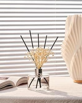 M&SENSE Reed Diffuser Set with 7 Sticks | 7.0oz Fresh Marine & Jasmine Scent, Home Fragrance Diffuser for Housewarming Diffuser Room Fresheners for Bathroom Long Lasting with Baby's Breath Flower