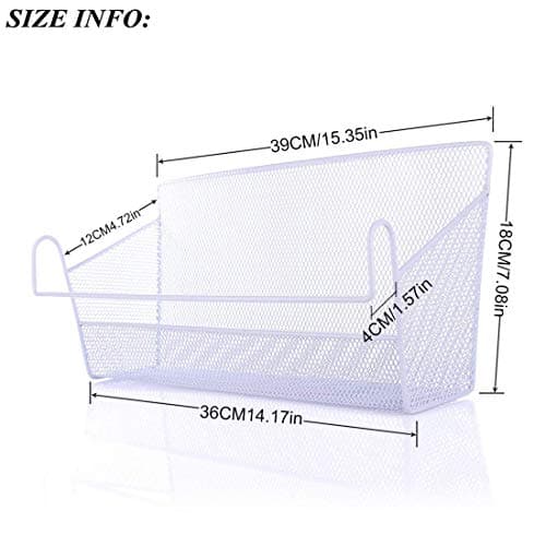 RuiyiF 2 Pack Bunk Bed Storage Basket,Dormitory Bedside Storage Baskets Metal Desk Corner Organizer Hanging with Hook for Books Phones Tissues Water Bottle (White)