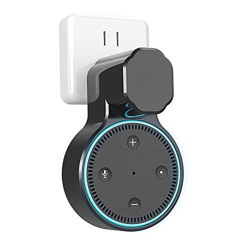 Echo Dot Wall Mount Outlet Holder for 2nd Generation, YIHUNION Hanger Bracket Stand Case for Home Voice Assistants, A Space Saving Solution for Smart Home Speakers Without Messy Wires Screws (Black)