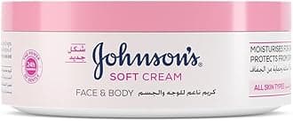 Johnson's 24 Hour Moisture Body Cream, a gentle and hydrating soft formula designed to reduce skin tightness, flakiness, and dullness, providing long-lasting comfort and a healthy glow, 300ml.