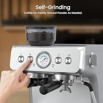 Espresso Machine with Grinder, Stainless Steel 20 Bar Semi-Automatic Expresso Coffee Machines, Featuring a Milk Frother, Steam Wand, Removable Water Tank for Latte, Macchiato, Cappuccino