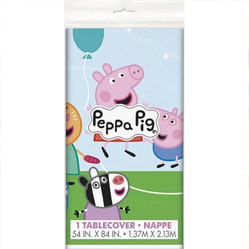 Unique Multicolor Peppa Pig Rectangular Plastic Table Cover (54" x 84") - Durable & Vibrant Design, Perfect for Parties and Events