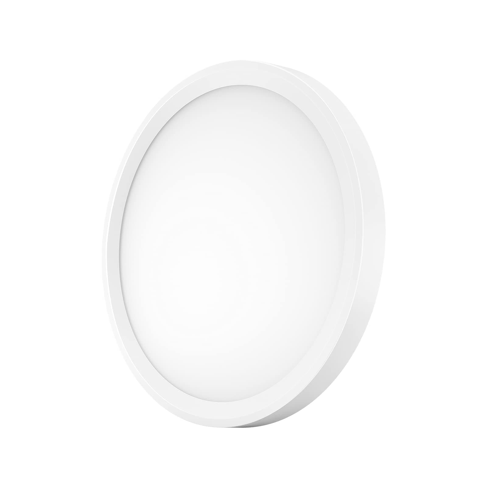 7 Inch LED Edge Lit Slim Surface Mount Down Light Fixture for J-Box, 120VAC, 15W, 900LM, 3000K Warm White, CRI80, DOB Driverless, ETL Certified, Wet Location, Round White, 1 Pack