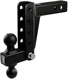 2.0" Adjustable Light Duty Trailer Hitch (10,000 lb. Rating) - 6" Drop/Rise Trailer Hitch with 2" & 2-5/16" Dual Ball - Powder Coat, Box Steel, Corrosion-Resistant