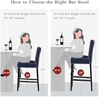 Creek Vista 26'' Faux Leather Bar Stools Set of 4, Modern Upholstered Bar Chairs with Back, Soild Wood Legs Barstools for Kitchen Island, Blue