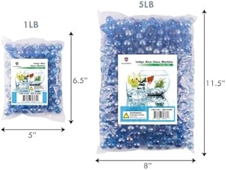 Galashield Marbles for Vases | Glass Marbles Bulk Vase Fillers | Glass Beads for Vases, Indigo Blue Round Marble 1lb, (Approx. 80 pcs)