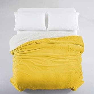 IR Imperial Rooms Ochre Sherpa Blankets Queen Size for Bed - Wholesale Bulk Pack of 9 Sherpa Blankets - Soft Fluffy Throw Blanket for Hotels, Guest Bedroom (Yellow, 90x90 Inches)