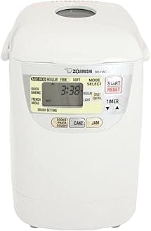 Zojirushi BB-HAC10 Home Bakery 1-Pound-Loaf Programmable Mini Breadmaker, White