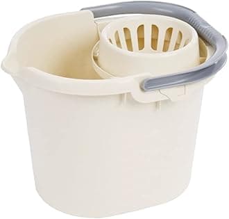 JMS we create smile - 16 Litre Mop Bucket with wringer attached for Floor Cleaning - Home & Office Use (Soft Cream)