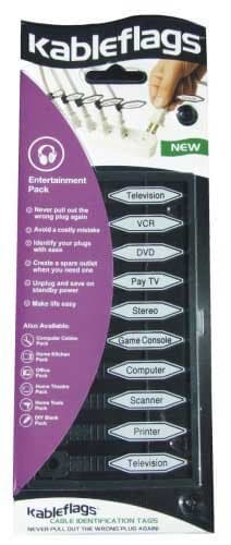 4-PACK Kableflags KFA063 Cable Identification Tags (Entertainment Pack)