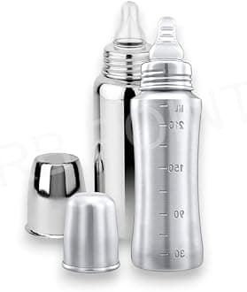 Pack of 2 Stainless Steel Baby Feeding Bottle, Milk Feeding, Water Feeding 240 ml Easy to Hold Bottle for Kids Babies Light Weight Anti-Corrosion