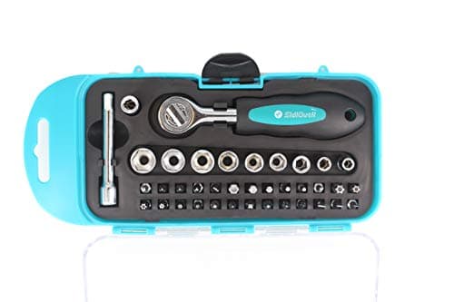 SidiOutil 38Pcs Ratchet Screwdriver Bits Socket Tool Set with Phillips Slotted Hexagon and Torx 1/4 Inches Drive Reversible Drive Handle Multi Bits Set