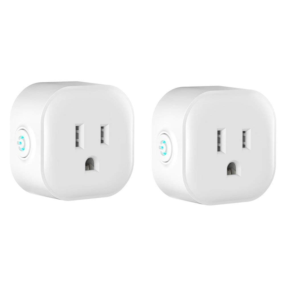 Wifi Smart Plug Compatible with Alexa & Google Assistant, Wireless Mini Smart Switch Outlet Socket, Remote Control Your Devices Anywhere, Voice Control with Echo & Google Home, No Hub Required, 2 Pack
