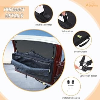 Aunginsy Tailgate Panel Storage Bags Compatible with Toyota FJ Cruiser 2007-2021+ Car Rear Trunk Organizer Back Door Panel Storage Pockets Box Multi-Compartment Oxford Cloth Expansion Accessories
