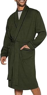 Men's Pure Cotton Bathrobe Lightweight Kimono and Hooded Spa Robes Soft Sleepwear