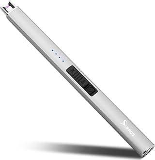 SUPRUS Electric Arc Lighter Windproof Flameless USB Rechargeable Lighter with Safety Lock for Candle BBQ Camping Silver