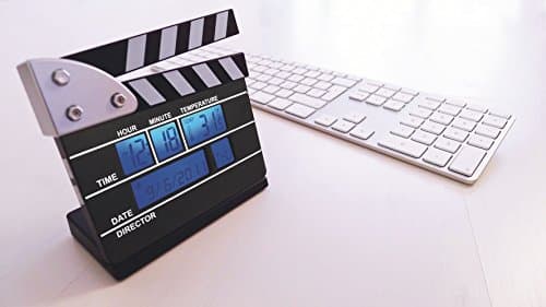 Pusher Mini Clapperboard Alarm Clock, Plastic, Black