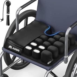 ADERI Inflatable Wheelchair Seat Cushion with Self-Adaptive Air Chambers, Ergonomic U-Shaped Seat Cushion for Pressure Sores & Tailbone Relief, Non-Slip & Water-Resistant Air Cushion for Easy Care