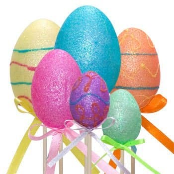 Assorted Foam Glitter Decorated Easter Egg Flower Picks, 19 Count