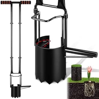 Bulb Planter Tool Long Handle,Upgraded Serrated Base Gardening Bulb Transplanter with Soft Grip,Heavy Duty Double Long Handled Bulb Planter Sod Plugger for Digging Holes to Plant Tulips,Iris,Daffodils