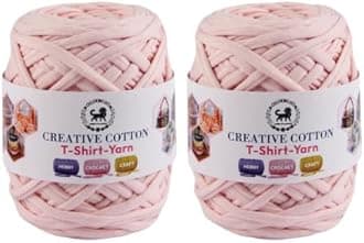 NESTNHAVEN Creative Cotton T-Shirt Yarn Carpet, Knitting Yarn for Hand Knitting DIY Bags, Baskets, Blanket, Cushion Crocheting Projects 200 GMS (Baby Pink) | (200 Gm)