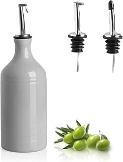 Sweejar Ceramic Olive Oil Dispenser Bottle, Opaque Oil Cruet Protects to Reduce Oxidation, Suitable for Storage Vinegar, Coffee Syrups & Other Liquids, Pack of 1, 15.5 Fl Oz(Gray)