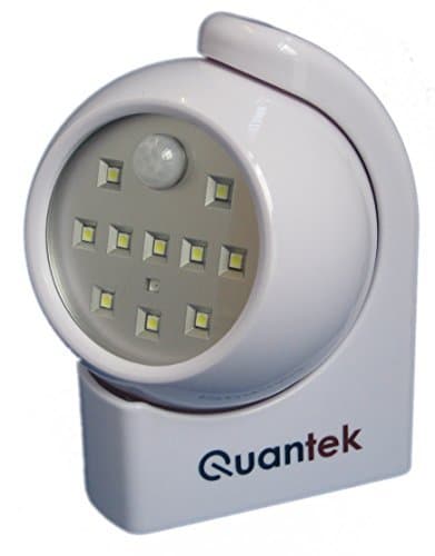 Quantek 10 LED Super Bright Automatic Wireless Motion Activated Battery Powered Night Light - Hallway Light - Porch Light - with Built in Day/Night Light Sensor - Indoor or Outdoor Use