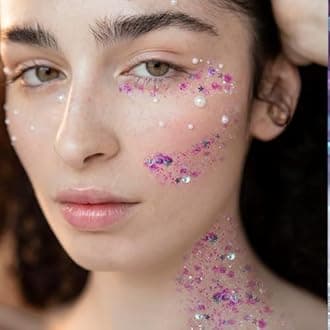 DAGEDA Body Glitter Gel, Face Glitters Body Gel Sequins Shimmer Liquid Eyeshadow, Chunky Glitter for Face Hair Nails, Holographic Cosmetic Laser Powder Festival Glitter Makeup1.7oz (Violet)