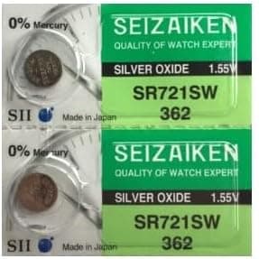 Seizaiken SR721SW 362 1.55V Silver Oxide Wrist Watch Batteries (Pack of 2 Batteries)
