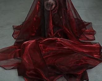 MDS Pack of 60 Yard Sheer Organza Fabric for Wedding Party Home Event Banquet Decorations, Backdrop Curtain Craft Dress Sewing Fashion DIY Crystal Organza Tulle Fabric Bolt 44” Wide - Burgundy