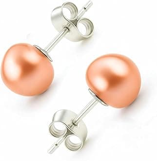 - Fresh Water Pearl Earrings Set | Pure 925 Sterling Silver | High Lustre Real Pearl Studs| Gift Item for Women & Girls | 6 Month Warranty