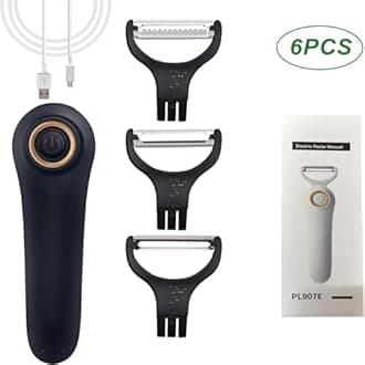 Electric Potato Peeler, Handheld Electric Vegetables and Fruit Peeler 3-in-1 Pro Set, USB Rechargeable Kitchen Gadgets for Apples, Potato, Carrots, Cucumber (Black)