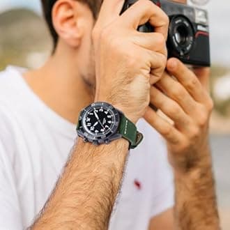 WOCCI Old-fashioned Watch Band, Top Grain Leather, French Wax Thread, Quick Release, Stainless Steel Buckle, Replacement Strap for Men, Band Width 17mm 18mm 19mm 20mm 21mm 22mm 24mm