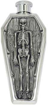 3oz"Skeleton" Pewter Emblem Coffin Flask