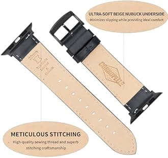 Leather Watch Straps Compatible with Apple Watch 49mm 46mm 45mm 44mm 42mm 41mm 40mm 38mm, Top Grain Leather Replacement Straps for iWatch Series 11 10 9 8 7 6 5 4 3 2 1 SE3/2/1 Ultra3/2/1