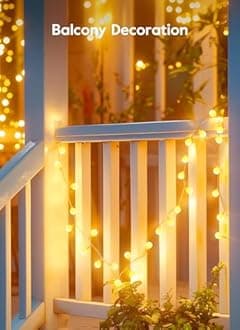 Brightown Solar Lights Outdoor Waterproof, 2 Packs Total 66Ft 200 LED Globe Solar String Lights for Outside, 8 Modes Outdoor Solar Lights for Yard Balcony Patio Tree Canopy Party (Warm White)