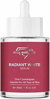 Radiant White Serum – Face Brightening & Pigmentation Control with 3% Glycolic Acid, Ceramides, Hyaluronic Acid & Vitamin E – for Glowing Skin – Men & Women – 30ml Dermatologically Tested