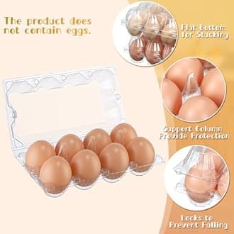 Zubebe 200 Pieces Clear Egg Cartons Plastic Egg Cartons Bulk Empty Chicken Egg Tray Holds Securely Clear Blank Egg Cartons for Chicken Farm Business Market Home Refrigerator Storage (2 x 4 Grids)