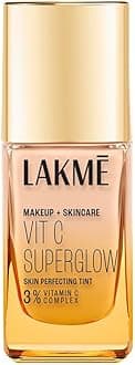 LAKMÉ Natural Makeup For All Skin Type+Skincare Vitc Superglow Skin Perfecting Liquid Medium Coverage Tint Cool Ivory C100 25Ml 1 Count