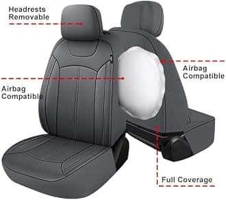 Premium Leather Car Seat Covers Full Seats, Waterproof Front Seat Covers and Split Rear Bench Seat Covers for Cars,Universal Automotive Interior Covers for Sedan SUV Truck Van Pick-up,Gray