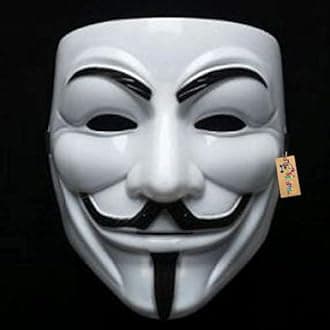 Western Era Vendetta Comic Face Mask Anonymous Guy Fawkes (White, 7.68 x 6.3 Inches)