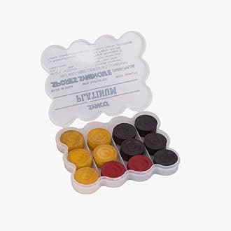 Synco Professional Wooden Carrom Coins Set | 24 Carrom Board Coins in Special Case (Platinum Coins)