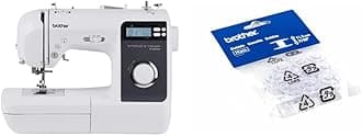 Brother ST150HDH Sewing Machine, Strong & Tough, 50 Built-in Stitches, LCD Display, 9 Included Feet & Sewing and Embroidery Bobbins 10-Pack, SA156,Clear