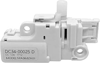 DC34-00025D DC12V Washer Door Lock Switch Replacement for Samsung WW90K74150OX/WW90K74150SC/WW90K74150O WF45K6200AW/A2 WF45K6500AZ/A2 Washing Machine Middle Door Lock Parts Replace PS11758871