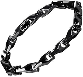 Urban Jewelry Men’s Wheat Link Bracelet Collection – Tungsten Carbide Base, 3-Sided Links, 8.3 Inch, Black, Silver & 24K Gold Plated Variations, Scratch-Resistant, Gift Box