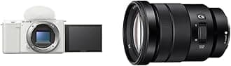 Sony Alpha ZV-E10 - APS-C Interchangeable Lens Mirrorless Vlog Camera - White + Sony SELP18105G E PZ 18-105mm F4 G OSS, Black